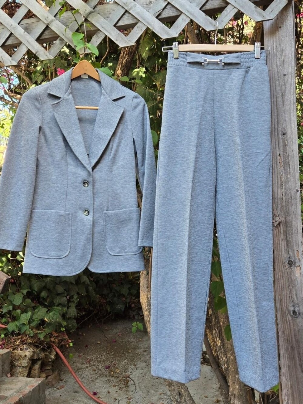Vintage 70s Minimalist Grey Suit Set S